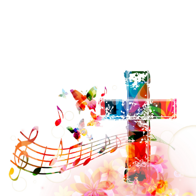 Colour cross with music notes, butterflies and flowers - American Music Awards - My Christian Musician