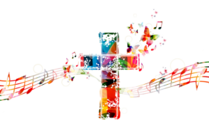 Colourful cross with music notes and butterflies - American Music Awards - My Christian Musician