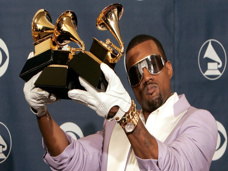 Kanye West holds his three Grammy wins - My Christian Musician